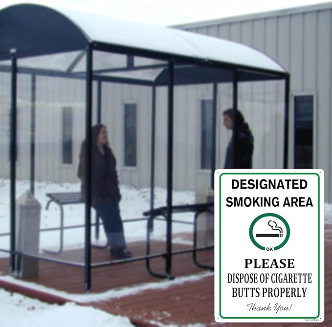 Locmorly Aluminum Sign, Designated Smoking Area Sign Dispose of Cigarette Butt Properly Sign, 8x12 Inch