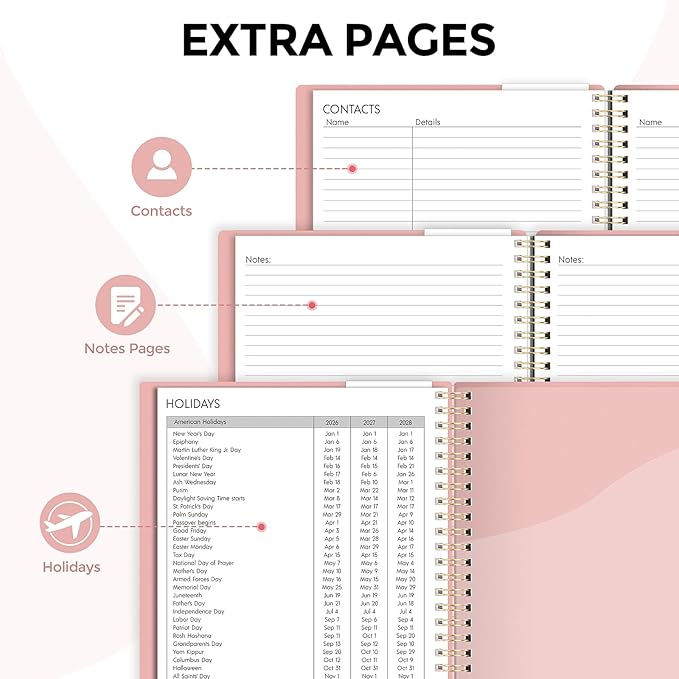 2026 Planner, Weekly and Monthly Planner, January 2026 - December 2026, 8.5" x 11" Agenda Planner with Monthly Tabs, Goal Setting & Time Management Organizer for Women, Light Pink
