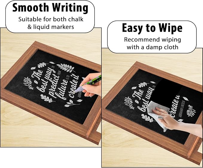 Newzealkids Tabletop Chalkboard Signs 10.2"x14" Magnetic Small Chalkboard Sign, Desktop Standing/Wall Hanging Blackboard with Liquid Chalk Marker, Wood Framed Menu Board for Kitchen, Café, Home Decor