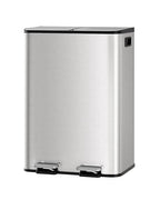 CABIHOME 2 x 8 Gal Stainless Steel Trash Can - Matte Black Dual Trash & Recycle Bin with Step-on Lid, PP Inner Buckets & Liner Rim for Kitchen