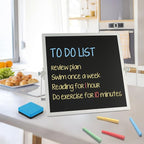 Small Magnetic Chalk Board 10"X10", Desktop Standing/Wall Hanging Chalkboard with 4 Chalks & 1 Eraser, Tabletop Double-Sided Portable Mini Black Board Easel for Office Desk Home School