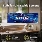 BEWISER Heavy Duty Monitor Arm Mount for 34-49 inches and Ultra 57 inches Screens,Weight Capacity Up to 44 lbs,Full Motion Height Swivel Adjustable Monitor Arm(White)