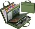 5200℉ Fireproof Accordion File Organizer with Lock, Thickened Document Organizer 13 Colorful Pocket with Labels, Important Document Organizer, Expanding File Folder with Handle for Letter A4 (Green)