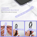 Donruby 24Pcs Silicone Cable Ties - Reusable & Washable with Locking Buckles, Adjustable Fastening Cable Management Straps, Multi-Purpose High Elasticity Cord Organizer (Purple)