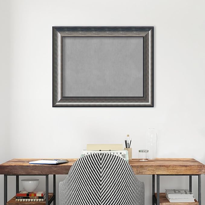 Amanti Art Silver Framed Magnetic Board 24x30 Medium Vision Board for use with Magnets, 100% Metal Sheet to Display Items as Office Decor or for Home Organization in mudroom, Kitchen or Kids Room