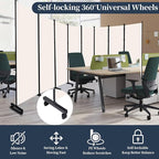 Room Divider Folding Privacy Screens with Lockable Wheels, 176'' Fabric Partition Room Dividers Freestanding Room Divider Panel for Room Separation, Wall Divider for Home Office Bedroom Studio Decor