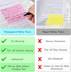 BAYTORY 700 Sheets Transparent Sticky Notes, Clear Bright Waterproof 3 x 3 inch See Through Memo Pad, Self-Adhesive Translucent Writable Index Tabs for Annotating Book, Office & School Study Supplies