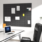 Cork Board Tiles for Wall with Push Pins, Removable 36" x 24" Slat Bulletin Board Sets, Adhesive Pin Board | Magrowill 6 Packs Felt Panels for Office Home Classroom Dorm Interior Wall Decor, Deep Gray