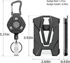 Oaridey Retractable Badge Holders, Heavy Duty Retractable Keychain with Tactical ID Card Holder (Holds 6 Cards) - 31.5” Badge Reel Key Chain