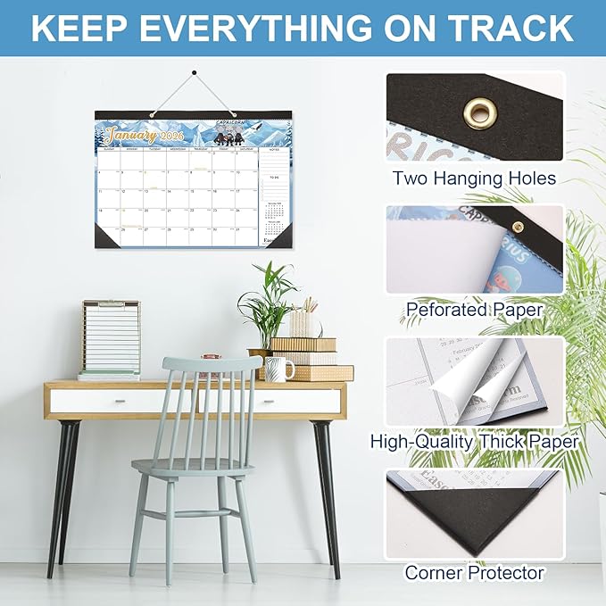 EaseForm 24 Month Desk Calendar 2026-2027, Runs from January 2026 to December 2027, Large 17"x12" Desktop/Wall Monthly Calendar, 2 Year Academic Calendar with Note & To Do for Home, School or office
