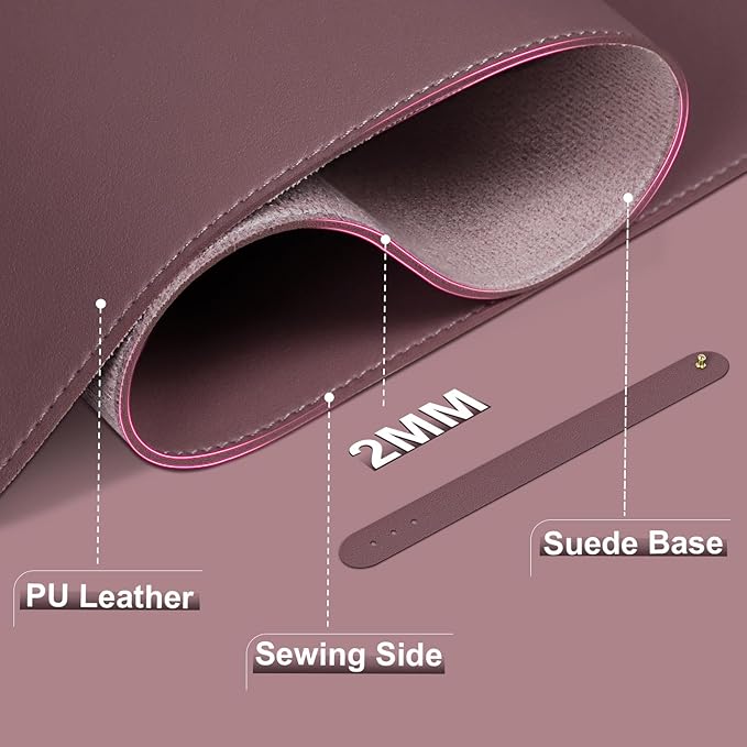 Leather Desk Pad Protector, Desk Mat, Large Mouse Pad, Non-Slip Desk Blotter, Office Laptop Desk Pad, PU Leather Desk Writing Pad for Office and Home (Dark Purple, 31.5" x 15.7")