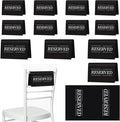 12 Pcs Reserved Seating Signs Reserved Chair Sign Printed Placeholder for Church Pew, Wedding, Party Events (Black, 12 Pcs)