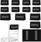 12 Pcs Reserved Seating Signs Reserved Chair Sign Printed Placeholder for Church Pew, Wedding, Party Events (Black, 12 Pcs)