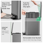 Cesun Small Bathroom Trash Can with Lid Soft Close, Step Pedal, 6 Liter / 1.6 Gallon Stainless Steel Garbage Can with Removable Inner Bucket, Anti-Fingerprint Finish (Gray)