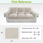 Couch Arm Covers, Sofa Arm Covers, Waterproof Armrest Cover for Sofa, Armchair, Loveseat, Non-Slip Recliner Arm Cover, Sofas Headrest Cover, Arm Chair Covers Set of 2 (Taupe, 24"×20")