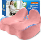 CushZone Seat Cushion, Memory Foam Office Chair Seat Cushion for Office Chairs/Car/Long Trip/Desk Chair/Gaming, Large Size for Sciatica & Hip & Tailbone Pain Relief, Sciatica Support (Pink)
