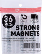 TOWON Rare Earth Magnets Large, Strong Magnets for Glass Whiteboard and Dry Erase Board, 36 Pieces Round Clear