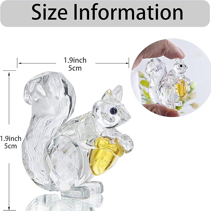 H&D HYALINE & DORA Crystal Animals Squirrel Collectible Figurine Paperweight Table Centerpiece Ornament