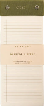 Graphique Post-Bound List Pad Luxe Collection, Perforated Sheets To-Do Notepad, Hardcover Binding, Gold Foil Embossing, 100 Pages, 4” x 9.75”, Olive Green