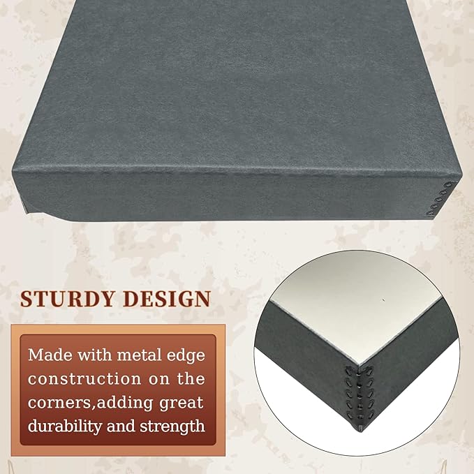 Golden State Art, Archival Folio Storage Box 11x14, Clamshell Design with Metal Edge, Preserve And Store Photos Documents Cards Prints Arts Crafts DIY, Gray