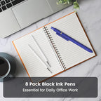 JIMMIDDA 8Pcs Black Gel Pens - 0.7mm Medium Point Black Ink Pens | Smooth Writing - Quick Drying Retractable Pen for Men Women (Vintage - 8Pcs)