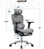 Opiesit Office Chair with 3D Adjustable Lumbar Support,Ergonomic Computer Chair,Adjustable Headrest and Armrests, 400lbs Capacity,Tilt-Swivel,Premium Mesh Desk Chair for Office,Home & Gaming (Grey)
