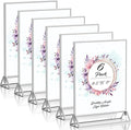 PPH-Sisy Clear Acrylic Sign Holder 8.5X11 with Silver Borders Display Stand, Double Sided Acrylic Picture Frames Plastic Sign Holder for Wedding Table Numbers Menu Holder (6 Pack)