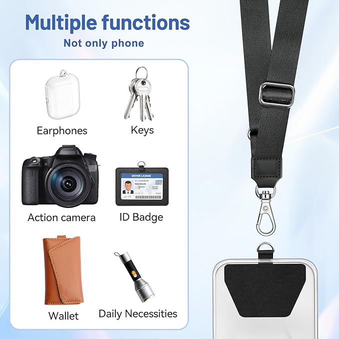 Doormoon Cell Phone Lanyard, Cellphone Lanyard Universal Adjustable Phone Neck Strap Leash Charm Phone Accessorie for Smartphone Safety Tether System, 2 Pack, Black Purple