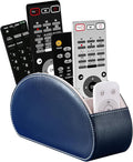 Remote Control Holders Organizer Box with 5 Compartment PU Leather Multi-functional Office Desk Storage Caddy Store Tv Remote for Media Player,Brush,Pencil,Glassees&Office Supplies (Dark Blue)