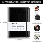 ZCZN 6 Pack Lined Journal Notebooks, 192 Pages A5 Hardcover Leather Journals for Work,Writing,School & Travel, College Ruled Journaling Notebooks for Notes Taking,Diary Notepad (Black*3+Brown*3)