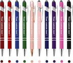 CRME Custom Pens Personalized Pen in Bulk Customized Pens Engraved Grip Retractable Ballpoint Pen with Name Text Logo 2-in-1 Stylus Pens for Touch Screens Ideal for School Office Graduation 10 Colors