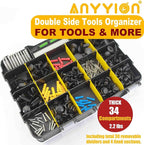 Anyyion Small Parts Organizer, 34-Compartments Double Side parts organizer with Removable Dividers for Hardware, Screws, Bolts, Nails, Beads, Jewelry. (1 PCS, Yellow)