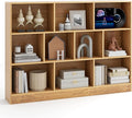 Tangkula 10-Cube Bookshelf, 55”L Floor Bookcase with 2 Anti-Tipping Kits, Freestanding Storage Organizer, 4-Tier Display Shelf for Home, Office & Dorms, Natural/White (Natural, 10-Cube-Large)