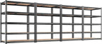 REIBII 2200LBS Storage Shelves 5 Tier Garage Shelving Heavy Duty, Adjustable Metal Shelving, Garage Shelves for Basement, Warehouse, Pantry, Closet, Kitchen 72" H x 35.55" W x 16" D, Black, 4 Pack