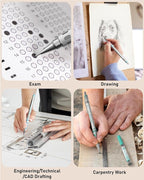 Nicpro Blocky Gear Art Mechanical Pencil Set with Case, 36PCS Metal Mechanical Pencils 0.5, 0.7, 0.9mm & 2mm Lead Holder for Drawing Sketching with 20 Tubes (6B 4B 2B HB 2H 4H Colors) Lead Refills