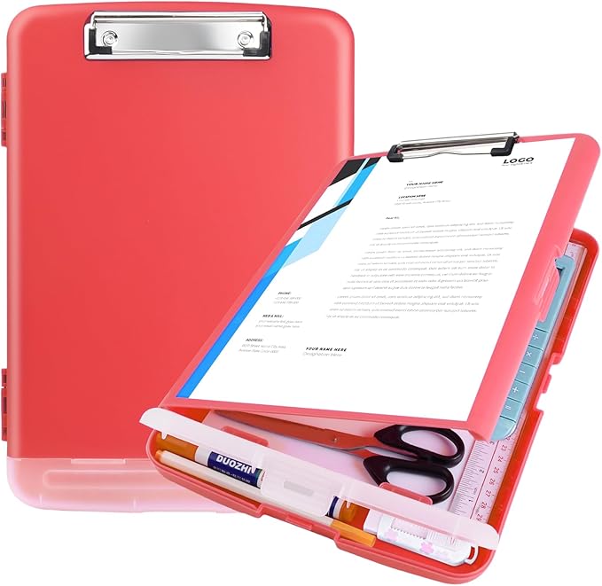 Red Plastic Clipboard with Storage,TFDLCG zm High Capacity Clip Boards 8.5x11,A4 Binder Nursing Clipboard Folder Heavy Duty for Women Teachers Work,School Office