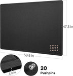 Lightomorrow Large Bulletin Board, 60 x 48 inches Decorative Felt Pinboard, 5' x 4' Cork Board Alternative for Wall, Foldable Photo Board Self-Adhesive Vision Board with 20 Pushpins - Black