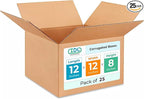 IDL Packaging - B-12128-25 Medium Corrugated Shipping Boxes 12"L x 12”W x 8"H (Pack of 25) - Excellent Choice of Strong Packing Boxes for USPS, UPS, FedEx Shipping