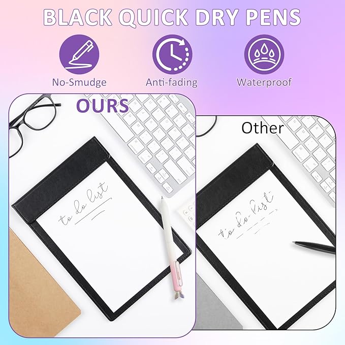 ZJEOSO Gel Pens Fine Point,6 Pcs 0.5mm Quick Dry Black Ink Pens Fine Point Smooth Writing Pens,With Aesthetic Gradient Cute Office School Supplies Gifts for Women (Gradient-2A, Black)
