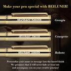 BEILUNER Gold Personalized Fountain Pen,Stunning Luxury Surface,24K Gilded Nib(Fine),Gorgeous 24K Gold Finish, Ink Converter,Fancy Gift for Men&Women-Elegant, Graduation,Office Pens for Writing