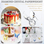 PATIKIL 2 Pcs Butterfly Crystal Paperweight, 75mm / 3 Inch Crystal Paperweight Paper Weight for Home Office Desktop Table Decor Wedding Party Jewelry Ornaments, White