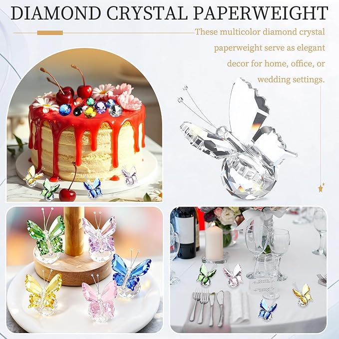 PATIKIL Butterfly Crystal Paperweight, 75mm / 3 Inch Crystal Paperweight Paper Weight for Home Office Desktop Table Decor Wedding Party Jewelry Ornaments, White