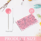 WILLBOND 500 Pack Map Push Pins Map Tacks Small Round Head Push Pins Thumb Tacks for Travel Picture Photo Bulletin Board Wall DIY Craft School Office Home(Pink,1/6 Inch)
