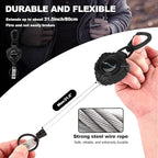LATTHANT ID Badge Holder Retractable, 2 Pack Heavy Duty Badge Reel with 31.5 inch Steel Cable, 360-Degree Rotating Carabiner Clip for Office ID Cards, Work Security Access, Professional Workplace Use