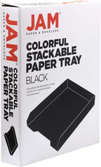 JAM PAPER Stackable Paper Trays - Black - Desktop Document, Letter, & File Organizer Tray - Sold Individually