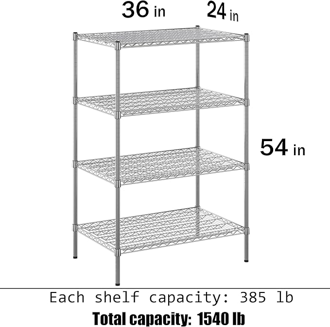 Regal Altair 24" Deep x 36" Wide x 54" Height Wire Shelving Kit | 4-Tier | NSF Commercial Storage Rack Unit