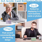 4 Pack 3x5 Index Card Display Holder Acrylic Cards Holder Stand Acrylic Business Card Holders Name Card Organizer Postcard Stand Display 200 Capacity for Studying Supplies No Card (Clear, 4 Pack)