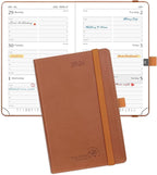 POPRUN Pocket Calendar 2026 (Small Size- 4'' x 6.25") Weekly and Monthly for Purse - Planner 2026 (Jan. 2026 - Dec. 2026) with Vegan Leather Soft Cover, Pen Holder and More - Brown