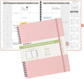 POPRUN Monthly Planner 2026-2027 (Large 8.5" x 10.5") 18 Months Calendar Book(Jan 2026 - Jun 2027) - 4 Pages per Month with Expense & Notes, Stair-like tabs, Leather Cover, Sunday Start - Pink