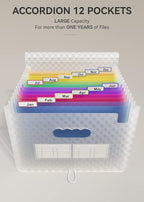 ABC life 12-Pocket Accordion File Organizer, Expandable File Folder with Colorful A-Z Tabs, Portable Bill & Receipt Organizer, Desktop Letter/A4 Document Storage for Home & Office-Blue